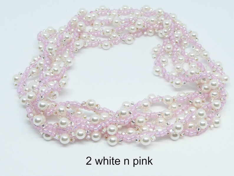 Pearl rope necklace seed bead woven