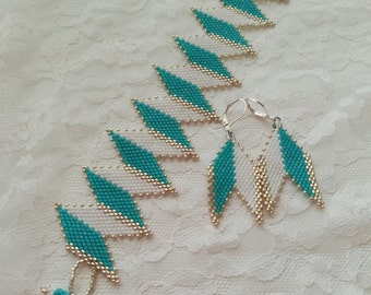 turquoise bracelet with matching earrings