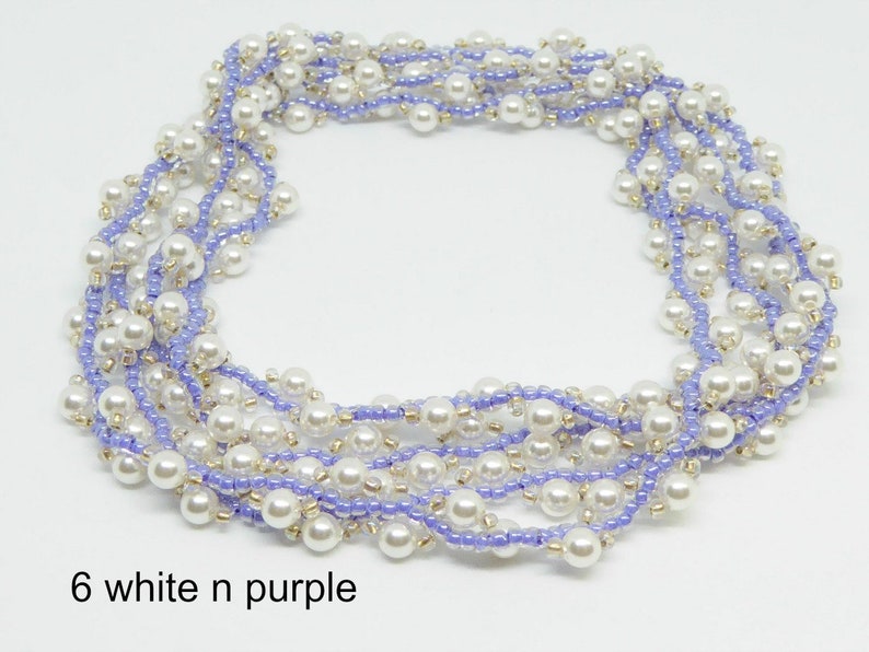 Pearl rope necklace seed bead woven