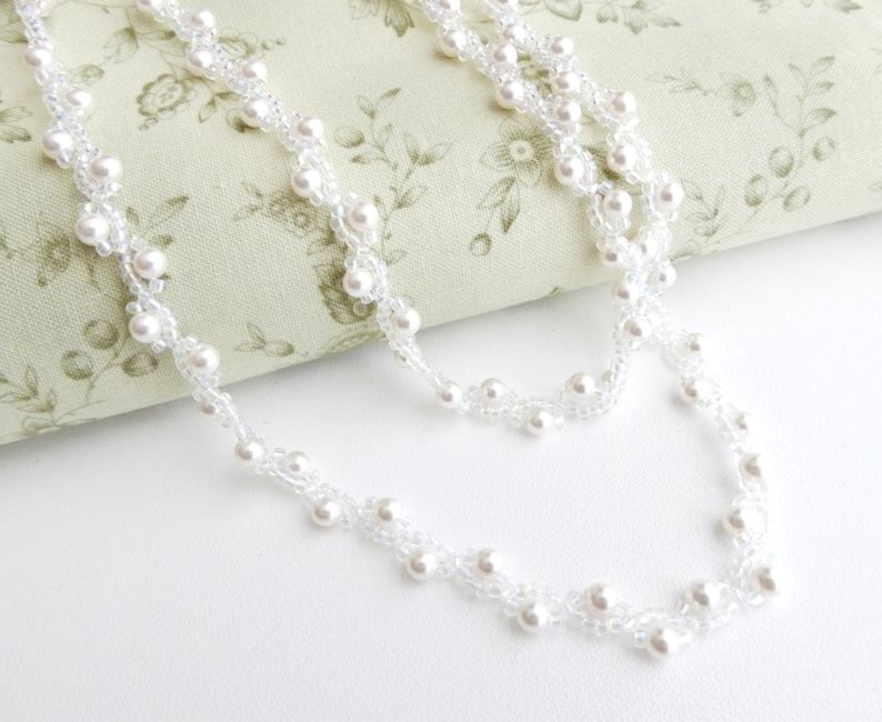 Pearl rope necklace seed bead choker