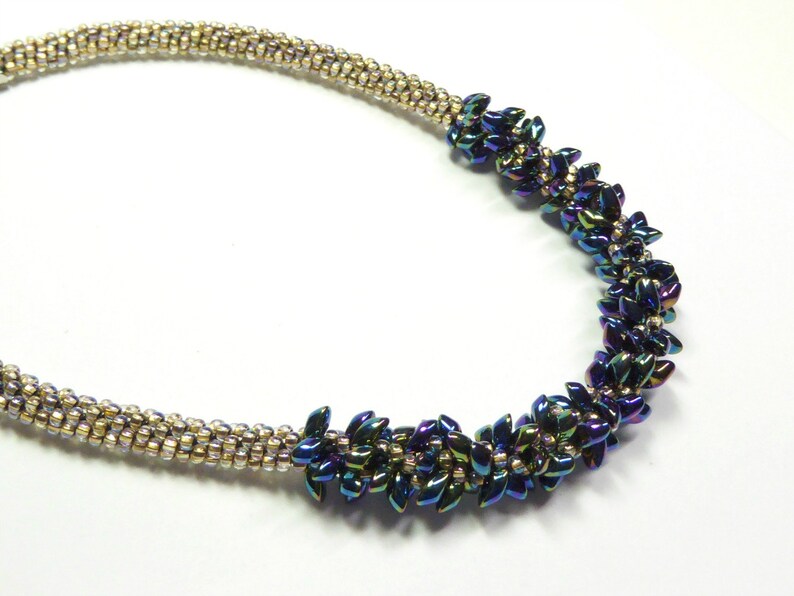 Kumihimo bead woven seed bead choker necklace