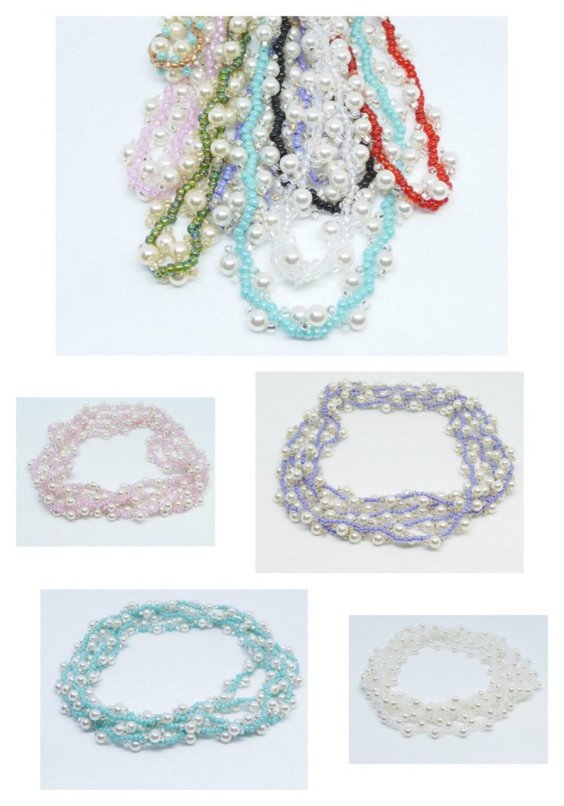 Pearl rope necklace seed bead woven