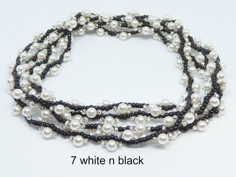 Pearl rope necklace seed bead woven