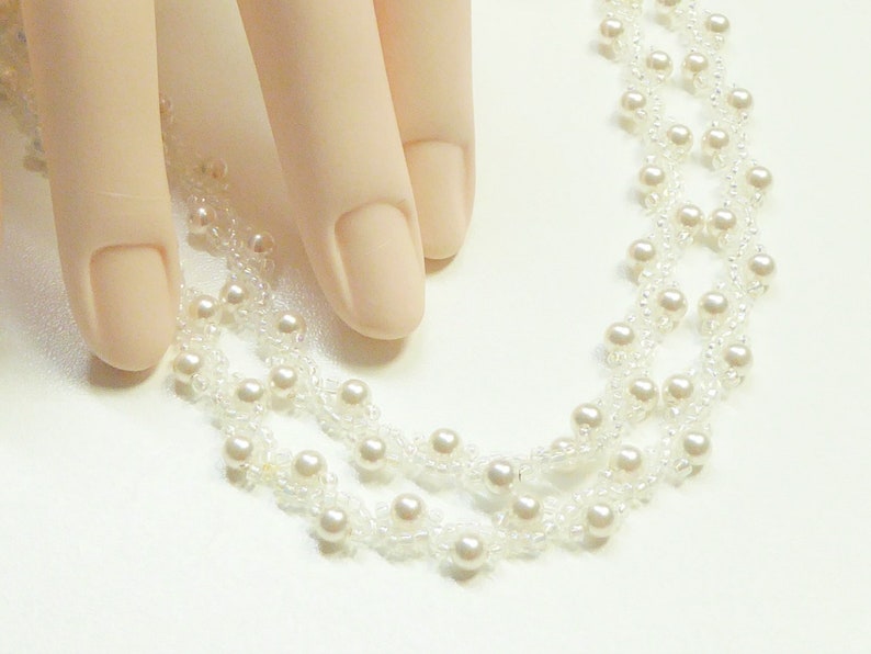 Pearl rope necklace seed bead choker