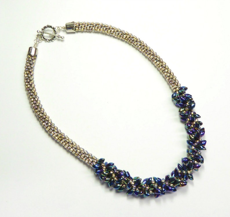 Kumihimo bead woven seed bead choker necklace