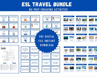 Travel Topic Fun Speaking Bundle ESL Games & Activities for Students and Teachers. Digital Download PDF file with answer key. Learn English.