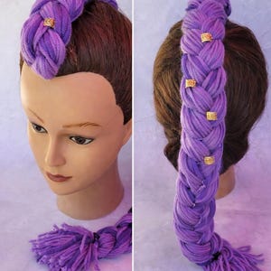 Vibrant Purple Braided Hairpiece for Cosplay Events, Super Easy Clip On.