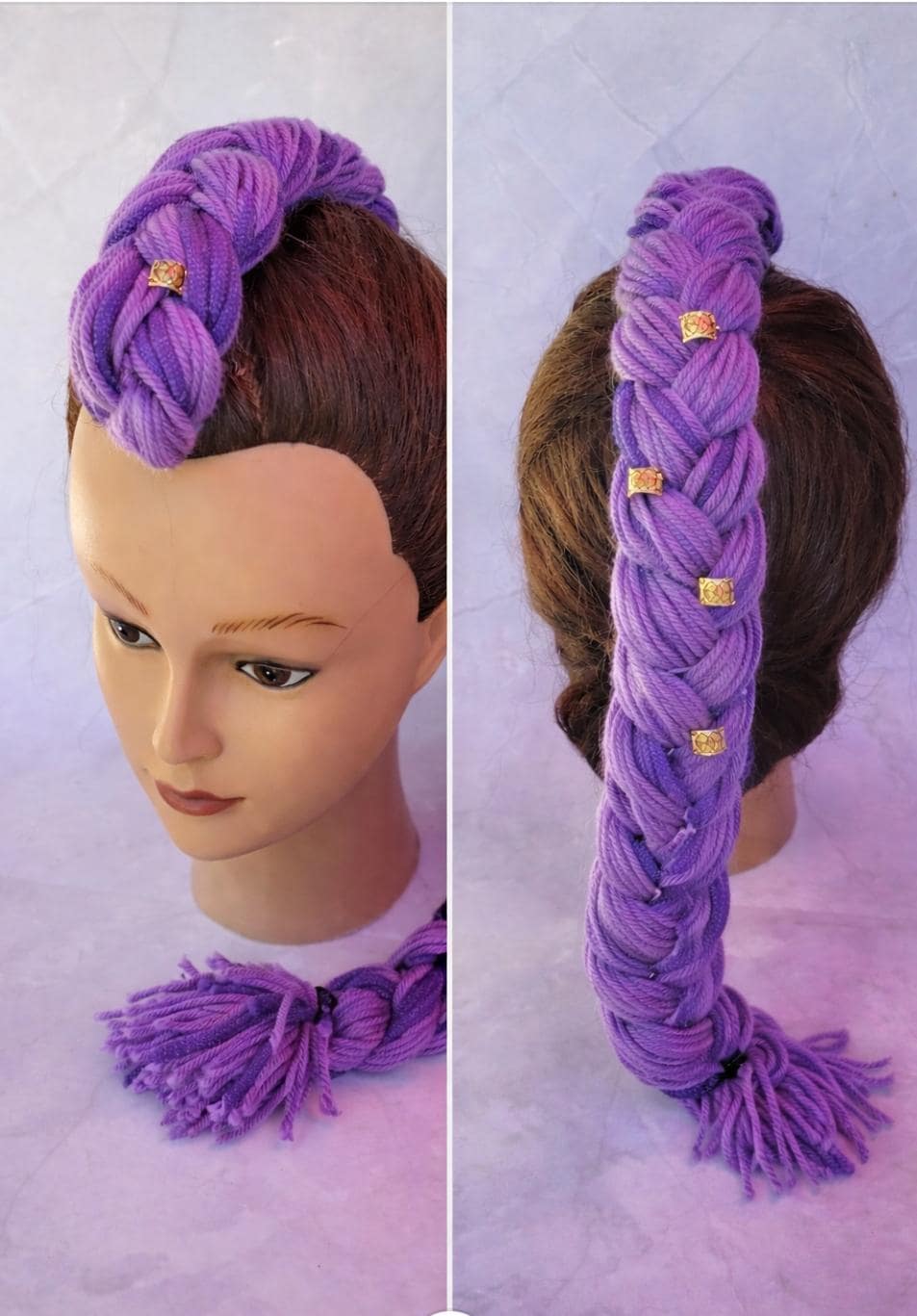Cheveux synthétiques tressés violets Rumi, coiffure de Costume longue de 26 pouces avec Clips pour enfants filles Halloween noël Cheveux synthétiques tressés violets Rumi, coiffure de Costume longue de 26 pouces avec Clips pour enfants filles Halloween noël