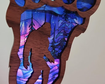 Calamita da frigorifero Sasquatch – Impronta di zampa di Bigfoot, decorazione mitologica per la casa