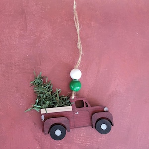 Classic Red Truck Christmas Tree Ornament - Hand-painted Decoration