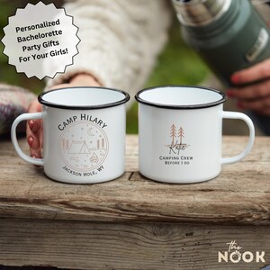 Bachelorette Party Mugs Campfire Cups Bridal Party Gift Camping Mugs Personalized Bachelorette Gifts Bridesmaid Mug Enamel Camping Mugs