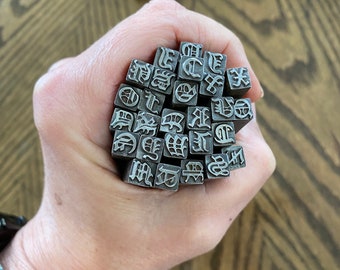 Old English Gothic Alphabet Metal Stamp Set 6mm Steel Die Punch