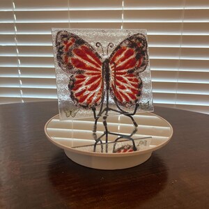 glass art orange Monarch butterfly