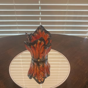 glass art orange monarch butterfly draped sconce
