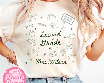 Camiseta Comfort Colors® personalizada para maestros de segundo grado, camiseta del equipo de segundo grado, camiseta personalizada del escuadrón de maestros de segundo grado, regalo de regreso a clases.