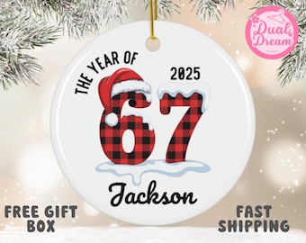 Santa Says 6-7 Ornament, Tween Christmas Ornament, 6-7 Meme Ornament, Teen Boy Gift, Gen Alpha Gift, Gen Z Ornaments.