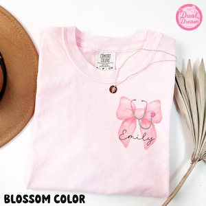 Custom Name Gift for Nurses,Healthcare Workers Comfort Colors® Shirt,Pink Bow & Stethoscope Pocket Design,Nurse Bow Shirt,Coquette Nurse.
