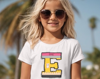 Personalisierte Kinder Bleistift-Hemd - Back To School Monogramm