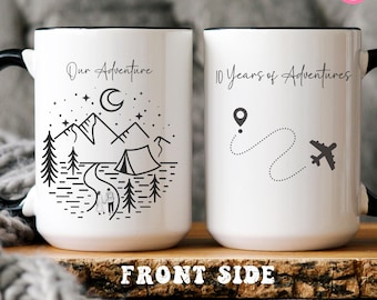 Wedding Camping Mug, Adventure Mountains  Mugs, Engagement Wedding Gift For Bride and Groom Fiancé, Engagement Gift  Mug, Anniversary Gift.
