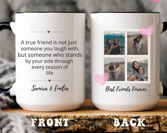 Custom Best Friend mug with photo and names,Personalized Friendship Gift,Best Friend Gift for Birthday,Funny Coffee Mug,Friendship Mug Gift