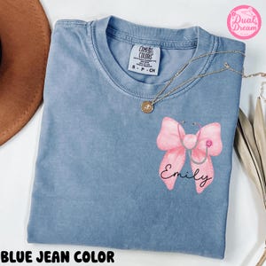 Custom Name Gift for Nurses,Healthcare Workers Comfort Colors® Shirt,Pink Bow & Stethoscope Pocket Design,Nurse Bow Shirt,Coquette Nurse.
