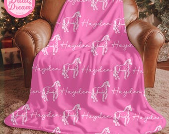 Custom Gift for Horse Girl, Personalized Horse Blanket, Custom Horse Blanket, Horse Name Blanket , Gift for Pony Lover, Equestrian Blanket.