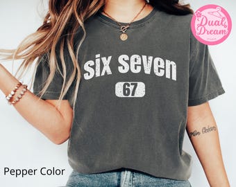 Six Seven 67 Shirt, Viral 67 Trend Tee, Comfort Colors Vintage Shirt, Funny Social media lover Shirt, Retro Distressed Sweatshirt.