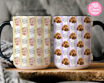 Stripe Baby Face Mug, Personalized Face Mug, Custom Photo Mug, Baby Face Mug For Mom Dad Grandma Birthday Gift, Mothers Day Fathers Day Gift