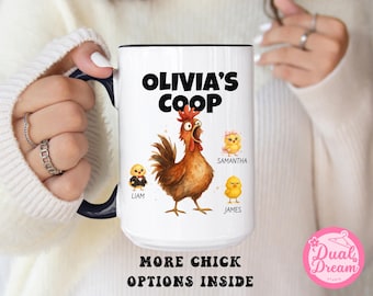 Personalized Chicken Mug With Chicks, Funny Rooster Coffee Cup, Custom Coop Mug For Mom, Farm Animal Gift, Gag Mug For Chicken Lover