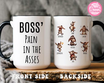 Lustiges Chef Geschenk, Chef Schmerz in den Eseln Becher, benutzerdefinierte Team Tasse mit Namen, Büro Humor Tasse, Arbeitsteam Geschenk, Mitarbeiter Weihnachtsgeschenk.