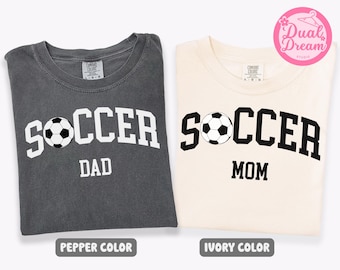 Custom Soccer Mom Shirt, Personalized Soccer Dad Tee, Game Day Comfort Colors® T-Shirt, Gift For Soccer Parents With Name & Number.