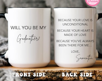 Patin Promotion Becher Geschenk, personalisierte Tasse für Paten, Patin Vorschlag Andenken, Tante Promotion, Patenvorschlag Kaffeetasse.