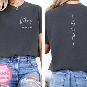 Custom Mr and Mrs Comfort Colors® Shirt, Personalized Wedding Date Tee, Bride and Groom Gift, Honeymoon Matching Outfit, Newlywed T-Shirt