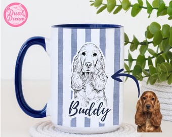 Custom Pet Mug, Personalized Dog Cat Portrait, Line Drawing from Photo, Gift for Mom.
