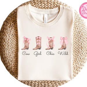 Pink Cowgirl Boots Shirt, Western Graphic Tee For Girls, Coquette Country Concert Outfit, Soft Cotton Unisex Top, Cowgirl Birthday Gift Tee.