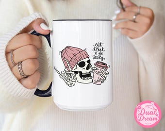 Skeleton Coffee Mug, Festive Halloween Ceramic Mug, Fall aesthetic, Halloween theme, Spooky Season Mug, Spooky Gift, Funny Coffee Mug Gifts.