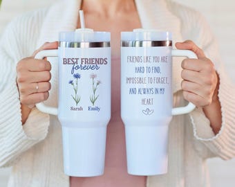 Personalized Friend Tumbler, Custom Floral Name Travel Mug, Gift for Friend