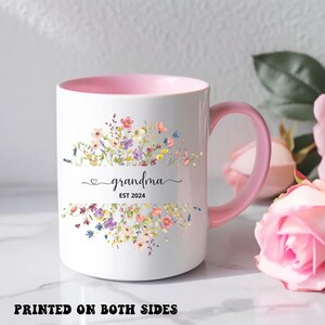 New Grandma Mug,Watercolor Flowers Personalized Mug,Mother&#39;s Day Gift for Grandma,Gift From Grandkids,Mother Day Gift,Pregnancy Announcement