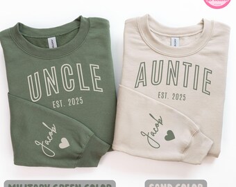 Sudadera personalizada para tío y tía, Suéter a juego para tío y tía, Nueva tía, Regalo para nuevo tío, Sudadera con capucha para tío, Sudadera con capucha para tía, Anuncio de bebé