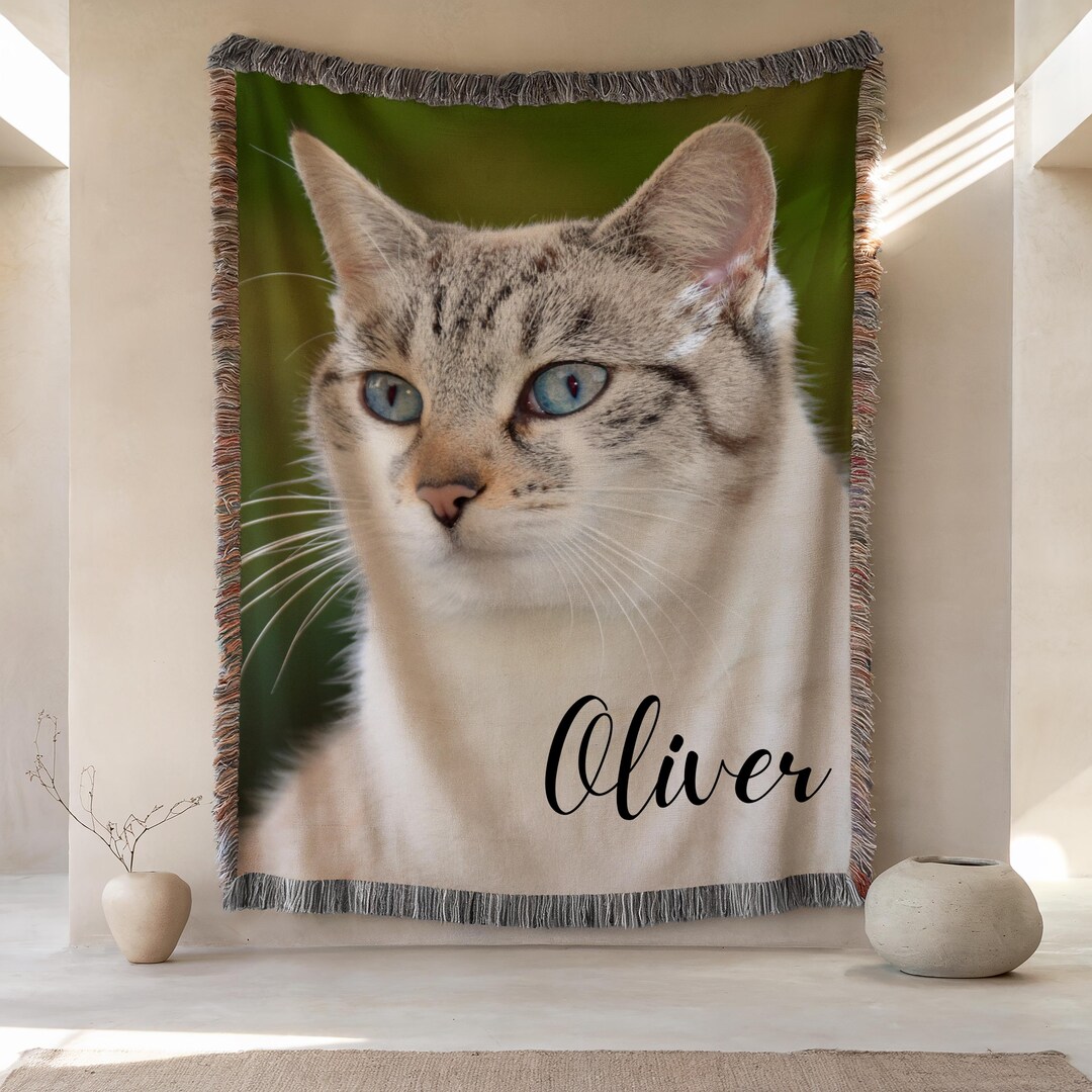 Custom Woven Pet Blanket With Photo & Name, Dog Cat Horse Throw ...
