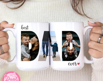 Taza con foto personalizada para papá, taza personalizada para el Día del Padre, taza con collage de fotos, regalo de cumpleaños para papá, regalo para papá de hijo, hija, esposa, taza para papá