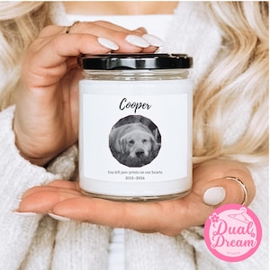 Custom Pet Memorial Candle Pet Remembrance Gift Your Pet&#39;s Photo Dog Sympathy Pet Sympathy Pet Loss Grief Personalized Cat Memorial Candle