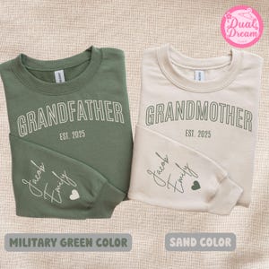 Custom Est. Grandma And Grandpa Sweatshirt, Gift for Grandparents, New Grandma, New Grandpa, Pregnancy Announcement Grandparents Tee