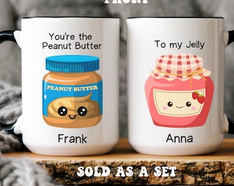 Peanut Butter and Jelly mug set, Couple Mugs set, Gift for Couples, Matching Couple Gifts, Personalized Gift, Anniversary Gift, Wedding Gift