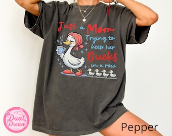 Comfort Colors Mom Ducks in a Row Shirt, Personalized Coffee Lover Tee