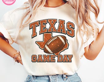 Texas Comfort Colors® Shirt, Vintage Glitter Effect Texas Tee, Retro Game Day Shirt, Football Graphic Tee, Football Fan Gift for Women