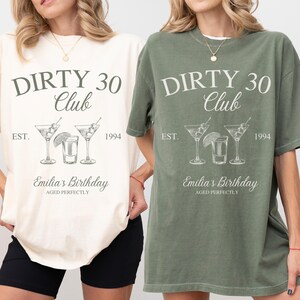 Dirty 30 Shirt Custom Name & Birth Year,30th Birthday Social Club Cocktail Shirt,Dirty 30 Birthday Party Girls Trip,30 Birthday Gift for Her