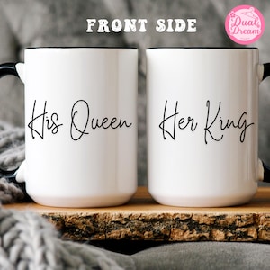 Her King and His Queen mug set, Couple Mugs set, Gift for Couples, Matching Couple Gifts, Personalized Gift, Anniversary Gift, Wedding Gift