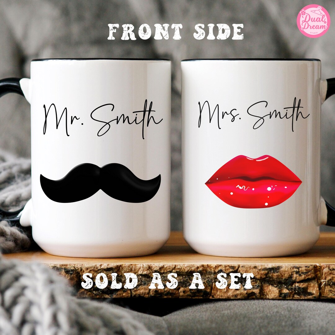 Mr. and Mrs. Mug Set, Couple Mugs Set, Gift for Couples, Matching ...