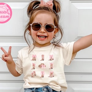 Pink Cowgirl Boots Shirt, Western Graphic Tee For Girls, Coquette Country Concert Outfit, Soft Cotton Unisex Top, Cowgirl Birthday Gift Tee.